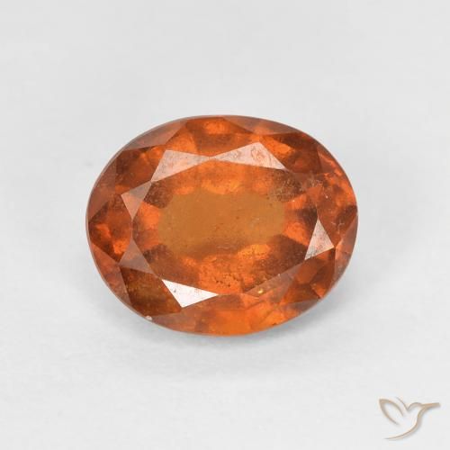 1.45ct Natural Naranja oscuro granate hessonita, Ovalada, VS-SI