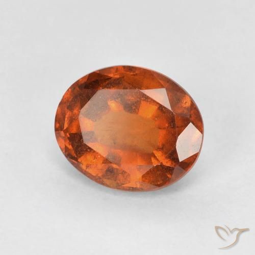 1.50ct Natural Naranja oscuro Granate Hessonita, Ovalada, VS