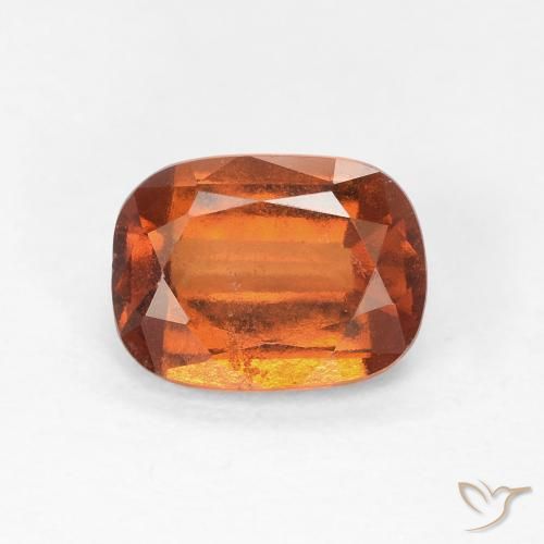1.68ct Natural Medium Dark-Orange granate hessonita, Forma Cojín, VS