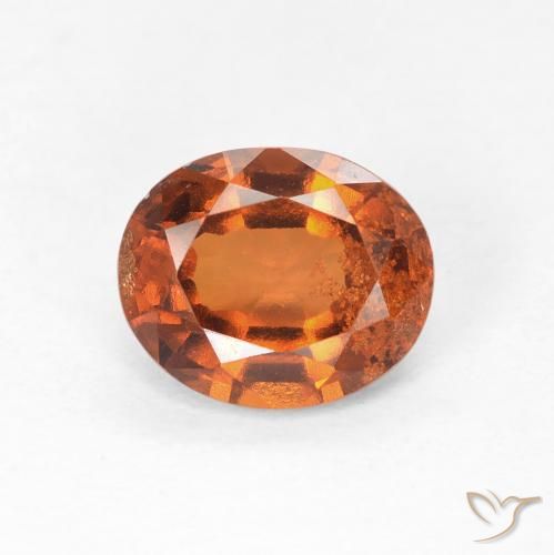 1.46ct Natural Naranja oscuro Granate Hessonita, Ovalada, VS-SI