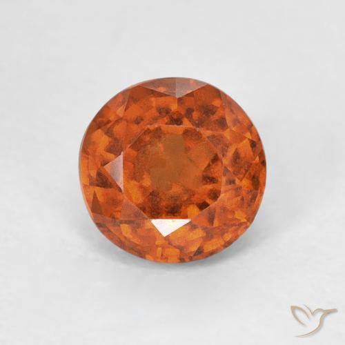 0.98ct Natural Ámbar naranja granate hessonita, Redondo, VVS-VS