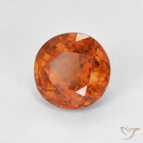 granate hessonita Ámbar naranja natural de 0.98 ct, Redondo, VVS-VS