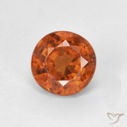 granate hessonita Naranja medio natural de 0.96 ct, Redondo, VVS-VS