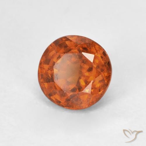 granate hessonita Naranja medio natural de 0.96 ct, Redondo, VVS-VS