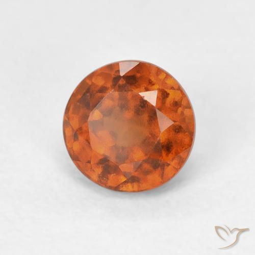 granate hessonita Ámbar naranja natural de 1.02 ct, Redondo, VVS-VS
