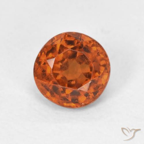 1.00ct Natural Ámbar naranja granate hessonita, Redondo, VVS-VS