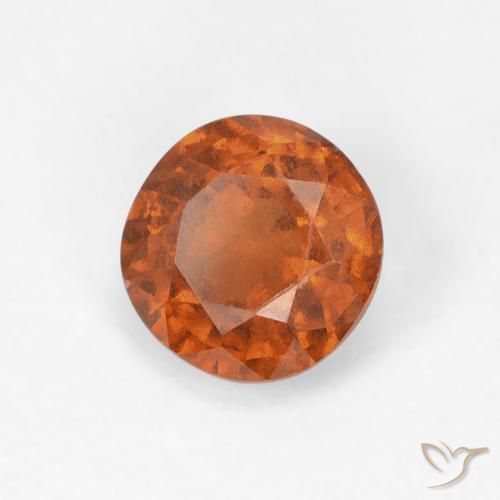 granate hessonita Ámbar naranja natural de 0.86 ct, Redondo, VVS-VS