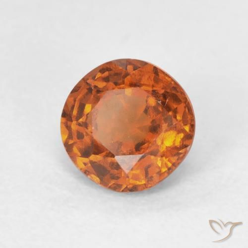 granate hessonita Medium Dark-Orange natural de 0.95 ct, Redondo, VVS-VS