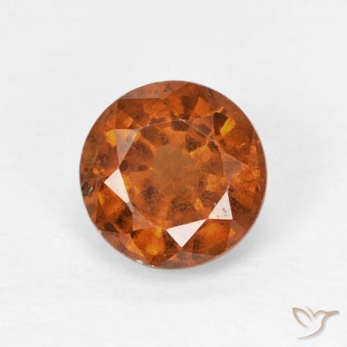 0.94ct Natural Naranja oscuro granate hessonita, Redondo, VS