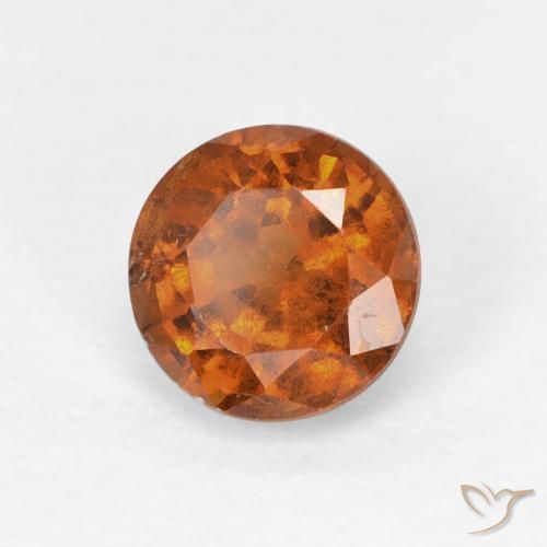 granate hessonita Naranja oscuro natural de 0.94 ct, Redondo, VS