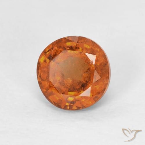granate hessonita Medium Dark-Orange natural de 0.85 ct, Redondo, VS