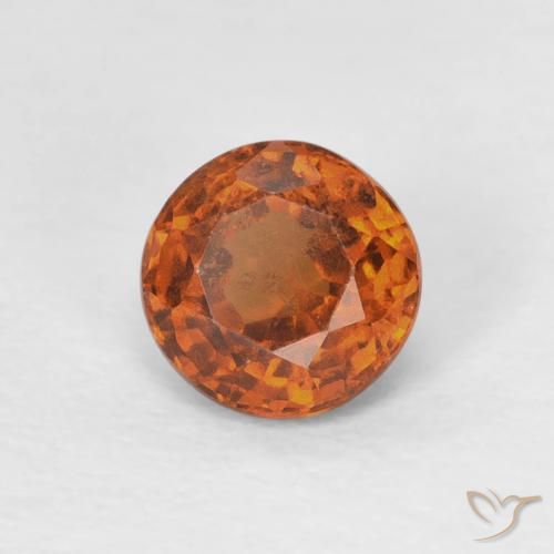 granate hessonita Medium Dark-Orange natural de 0.85 ct, Redondo, VS