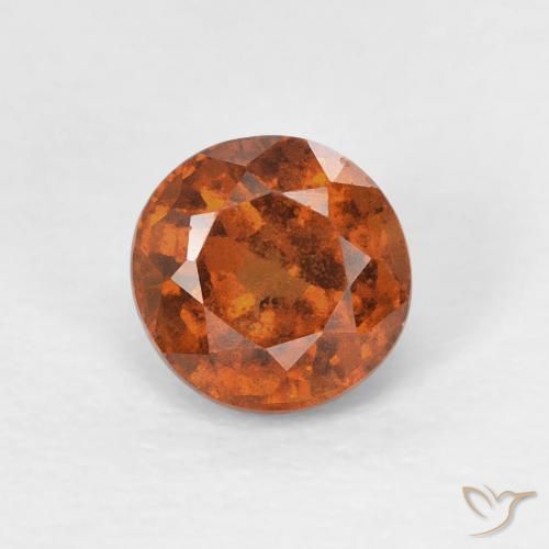 0.91ct Natural Naranja oscuro granate hessonita, Redondo, VS