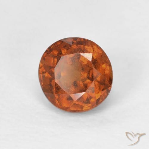 granate hessonita Naranja oscuro natural de 0.91 ct, Redondo, VS