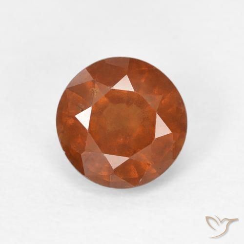 0.91ct Natural Naranja oscuro granate hessonita, Redondo, VS
