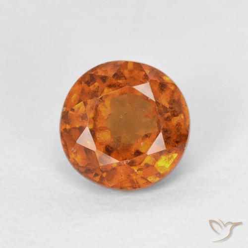 0.95ct Natural Naranja oscuro granate hessonita, Redondo, VS