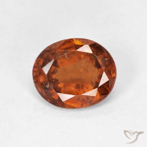 1.60ct Natural Naranja oscuro Granate Hessonita, Ovalada, VS