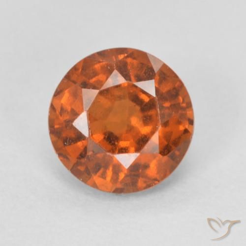 0.86ct Natural Naranja oscuro granate hessonita, Redondo, VVS-VS