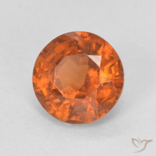 granate hessonita Naranja oscuro natural de 0.86 ct, Redondo, VVS-VS