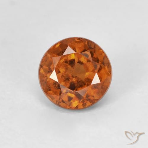 0.90ct Natural Medium Dark-Orange granate hessonita, Redondo, VVS-VS
