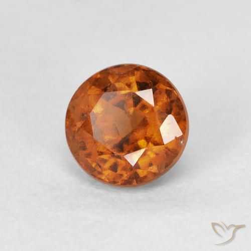 granate hessonita Medium Dark-Orange natural de 0.90 ct, Redondo, VVS-VS