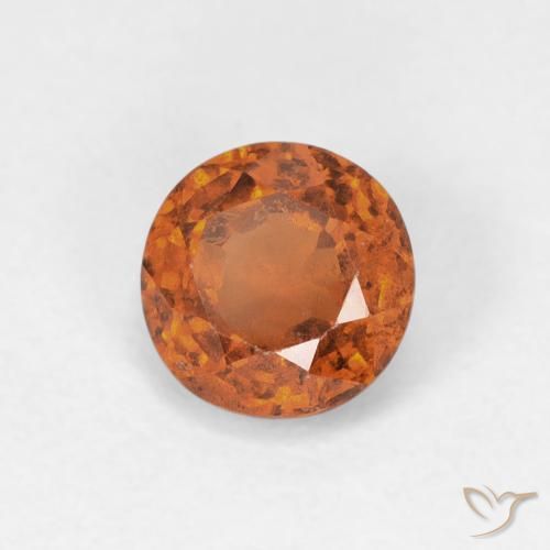 granate hessonita Medium Dark-Orange natural de 0.96 ct, Redondo, VS