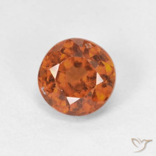 1.10ct Natural Naranja oscuro granate hessonita, Redondo, VS