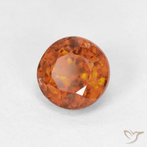 granate hessonita Naranja oscuro natural de 1.10 ct, Redondo, VS