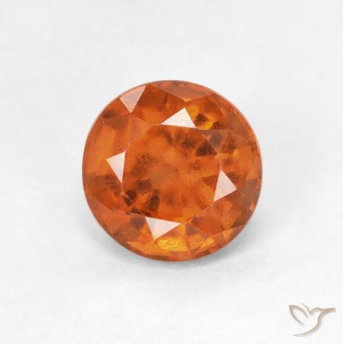 1.01ct Natural Naranja oscuro granate hessonita, Redondo, VS