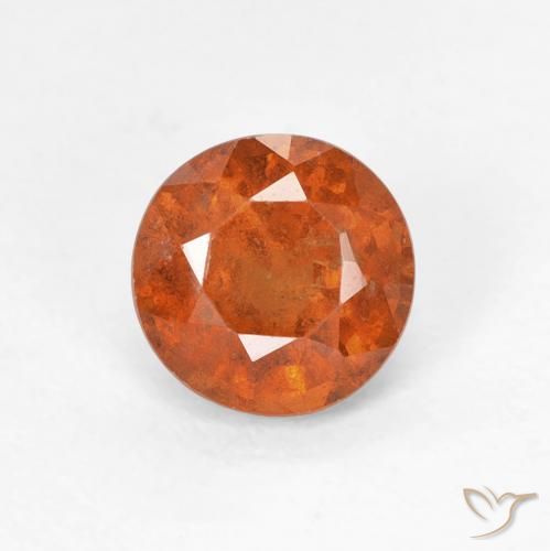 0.92ct Natural Naranja medio granate hessonita, Redondo, VS