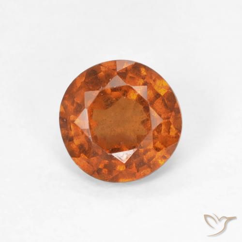 0.81ct Natural Naranja oscuro granate hessonita, Redondo, VS