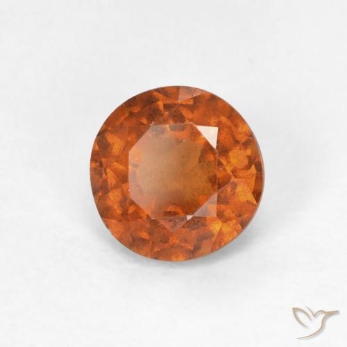 granate hessonita Naranja oscuro natural de 0.81 ct, Redondo, VS