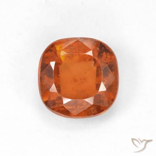 1.33ct Natural Naranja oscuro granate hessonita, Forma Cojín, VS