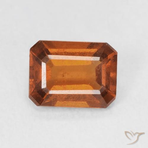 1.44ct Natural Naranja oscuro granate hessonita, corte esmeralda, VVS-VS