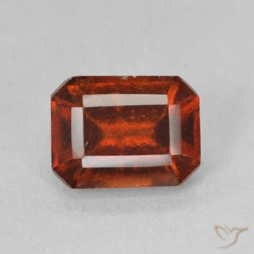 Granate Hessonita Naranja oscuro natural de 1.41 ct, Corte Octágono / Esmeralda, VS
