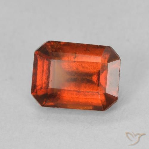 Granate Hessonita Naranja oscuro natural de 1.41 ct, Corte Octágono / Esmeralda, VS