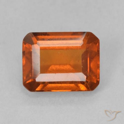 1.56ct Natural Naranja rojizo granate hessonita, corte esmeralda, VS