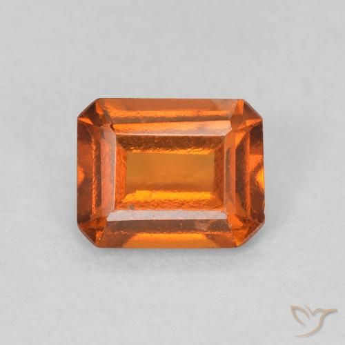 0.83ct Natural Naranja fuego granate hessonita, corte esmeralda, VS