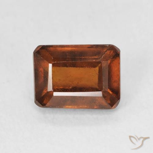 1.58ct Natural Naranja oscuro granate hessonita, corte esmeralda, VVS-VS