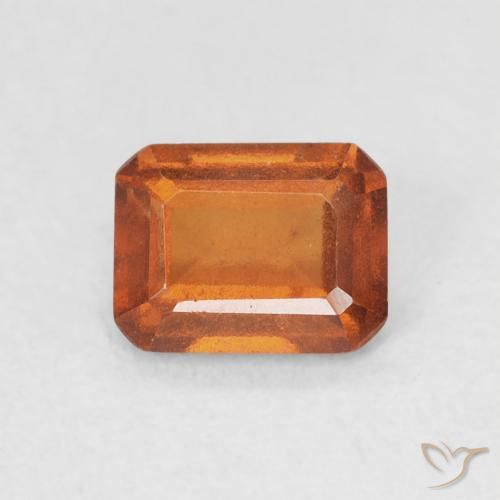 0.90ct Natural Naranja oscuro granate hessonita, corte esmeralda, VVS-VS