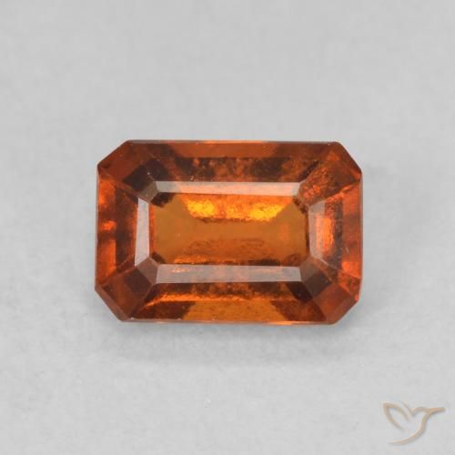 0.90ct Natural Naranja oscuro granate hessonita, corte esmeralda, VS