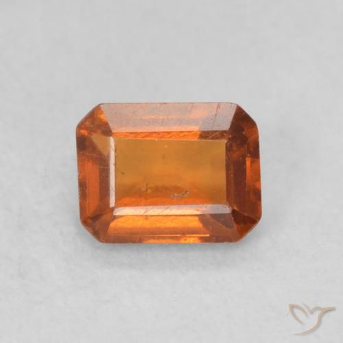 0.79ct Natural Naranja oscuro granate hessonita, corte esmeralda, VS-SI