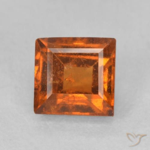 1.00ct Natural Naranja rojizo granate hessonita, Cuadrado, VS-SI