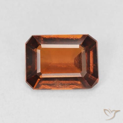 1.42ct Natural Naranja oscuro granate hessonita, corte esmeralda, VVS