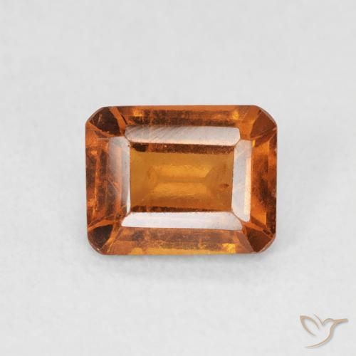 1.07ct Natural Naranja oscuro granate hessonita, corte esmeralda, VS-SI