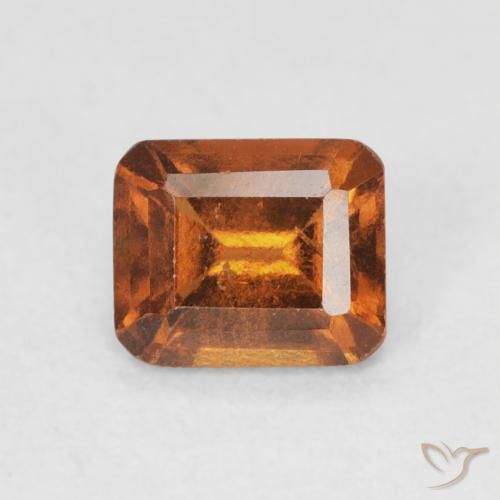 0.86ct Natural Naranja medio granate hessonita, corte esmeralda, VS-SI