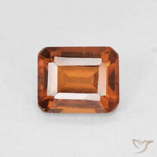 0.77ct Natural Naranja oscuro granate hessonita, corte esmeralda, VS-SI