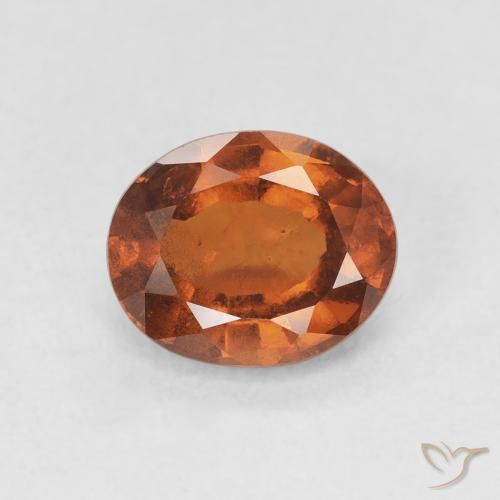 1.77ct Natural Medium Dark-Orange granate hessonita, Ovalada, VS