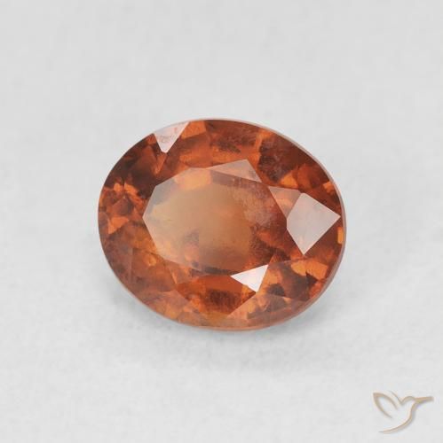 granate hessonita Naranja oscuro natural de 1.65 ct, Ovalada, VVS-VS