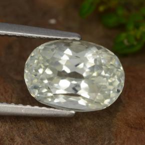 Hiddenite Verde grisáceo natural de 4.44 ct, Corte Óvalo, VVS-VS